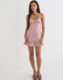 Tavita Mini Dress in Poplin Dusty Rose