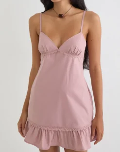 Tavita Mini Dress in Poplin Dusty Rose