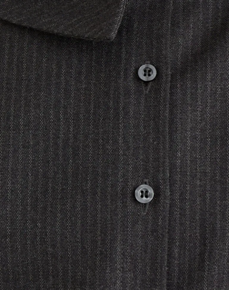 Telese Asymmetric Shirt in Dusky Pinstripe Grey