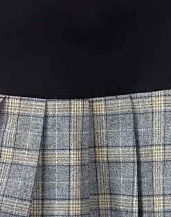 Terdayu Bandeau Pleated Mini Dress in Black Grey Check