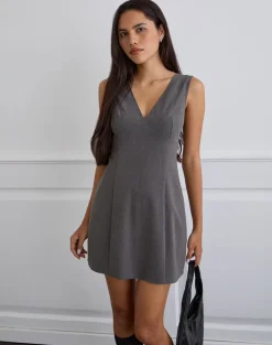 Thaif Mini Dress in Tailoring Charcoal