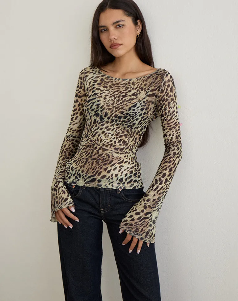 Tineko Long Sleeve Top in Leopard Dance Brown