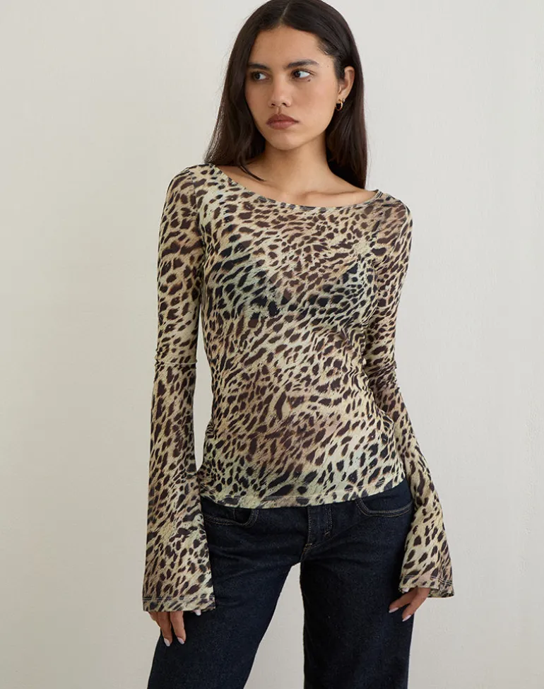 Tineko Long Sleeve Top in Leopard Dance Brown