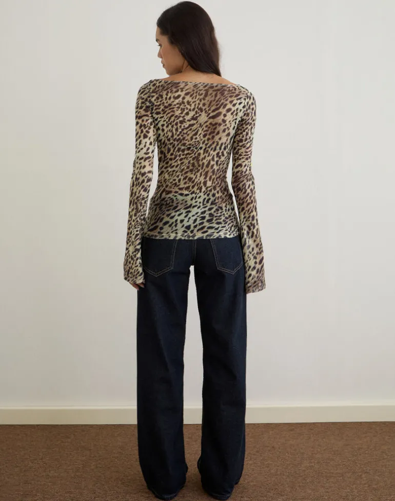 Tineko Long Sleeve Top in Leopard Dance Brown