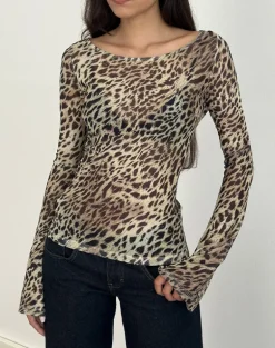 Tineko Long Sleeve Top in Leopard Dance Brown