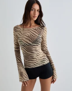 Tineko Long Sleeve Top in Wild Animal Neutral