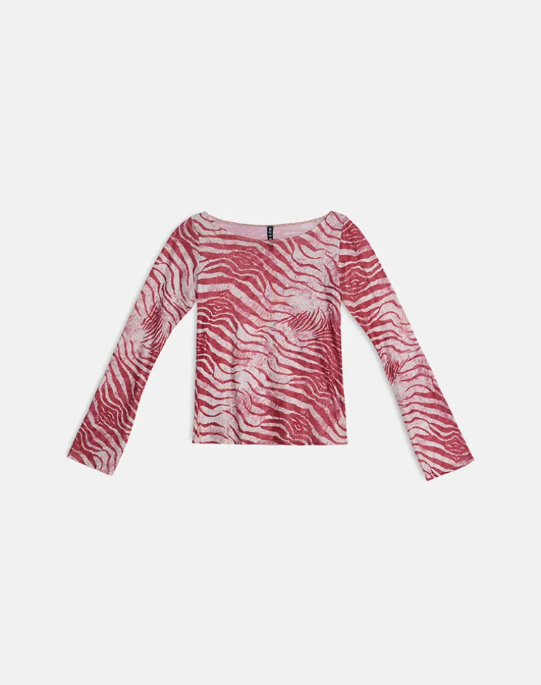Tineko Long Sleeve Top in Wild Animal Red