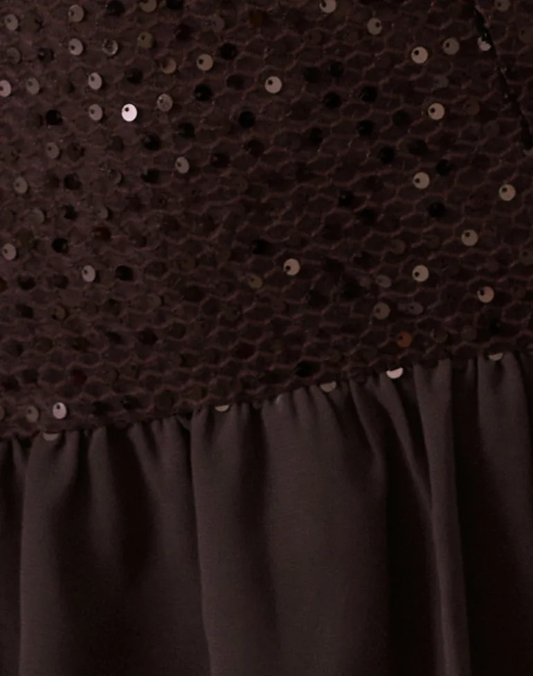 Tinosa Corset Dress in Ruffle Sequin Brown
