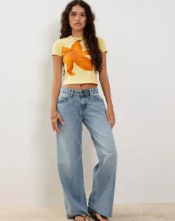 Tiona Baby Tee in Lemonade with Summer Flower Print