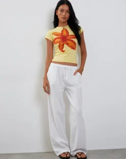 Tiona Baby Tee in Lemonade with Summer Flower Print