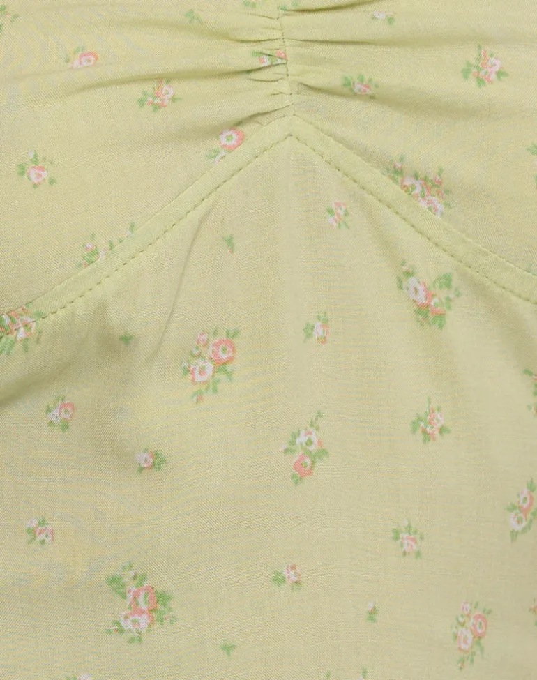 Tismia Top in Fun Ditsy Floral Lime