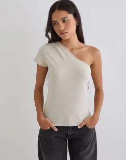 Tokiki One Shoulder Top in Jersey Ecru