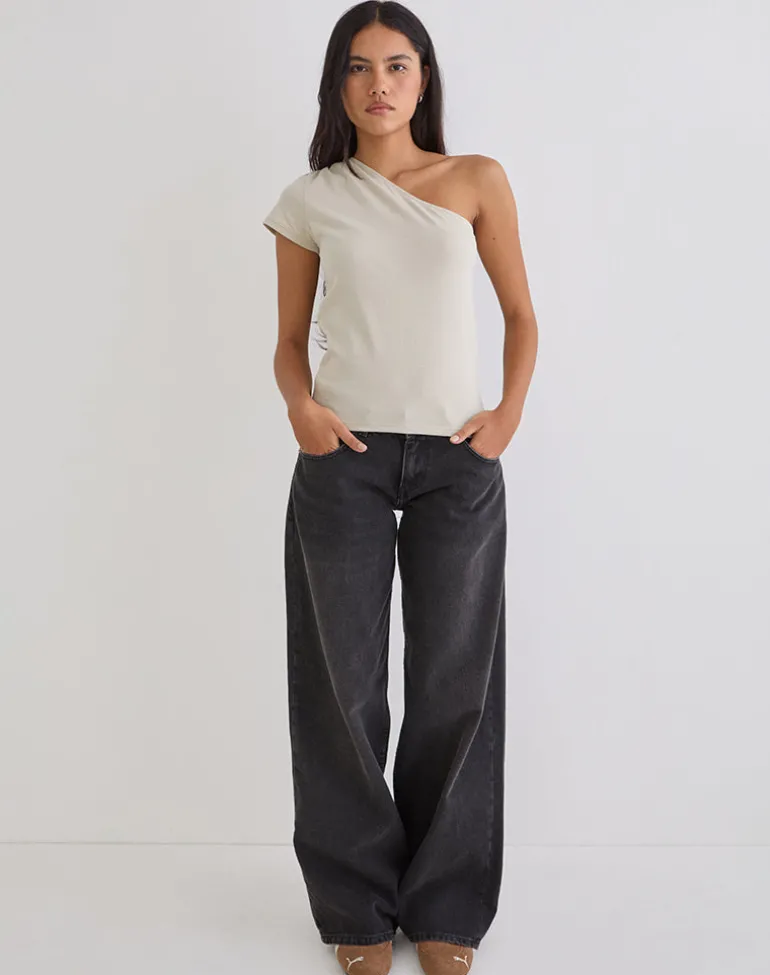 Tokiki One Shoulder Top in Jersey Ecru