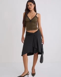 Tolani Cami Top in Heavy Mesh Khaki