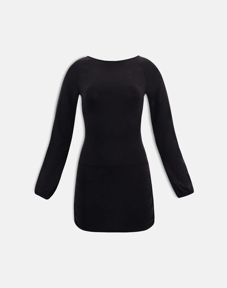 Tomoko Mini Dress in Cupro Black
