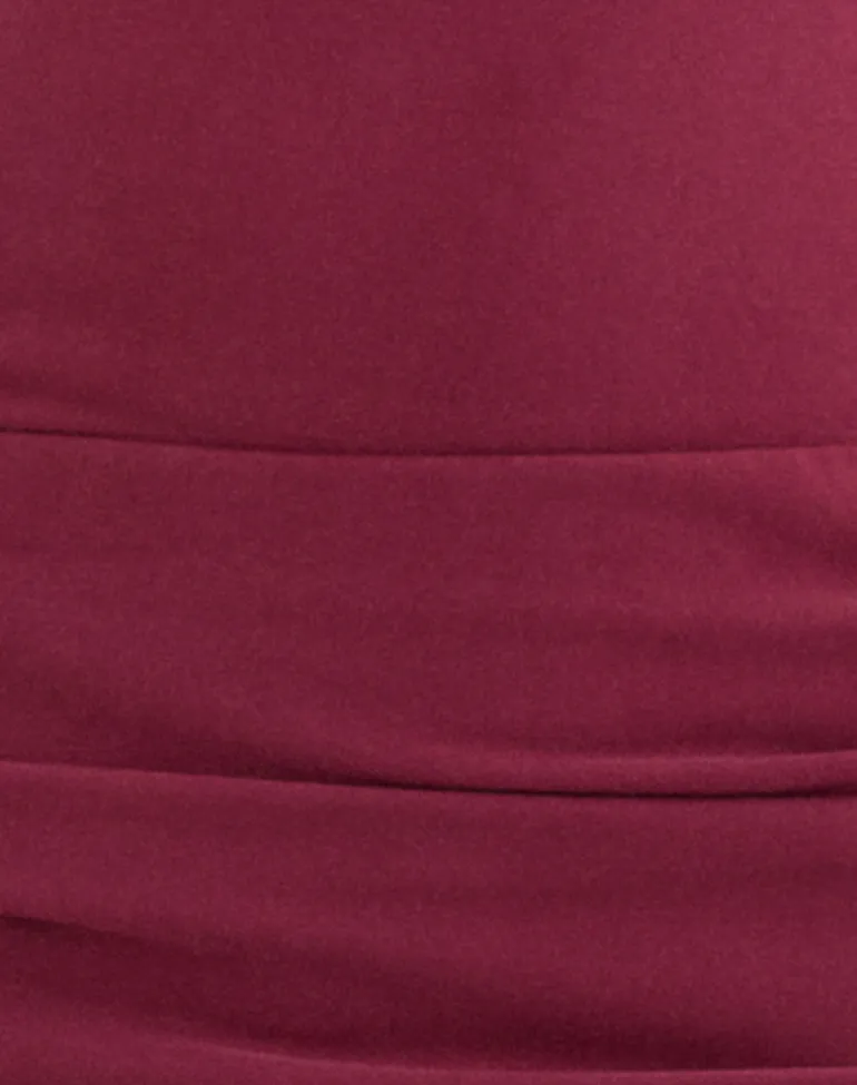 Tomoko Mini Dress in Cupro Dark Red