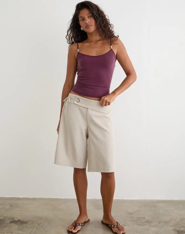 Tora Longline Short with Tie in Tailoring Stone
