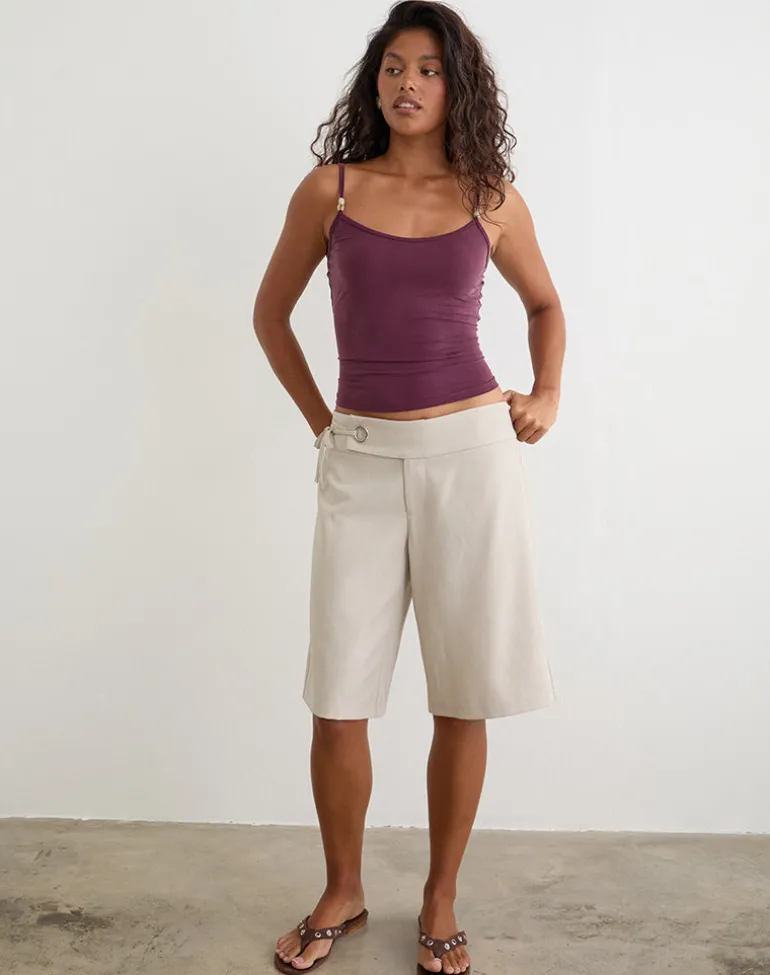 Tora Longline Short with Tie in Tailoring Stone