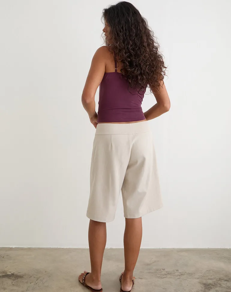 Tora Longline Short with Tie in Tailoring Stone