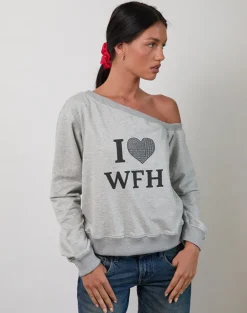 Toria Sweatshirt in Grey Marl with I Love WFH Graphic