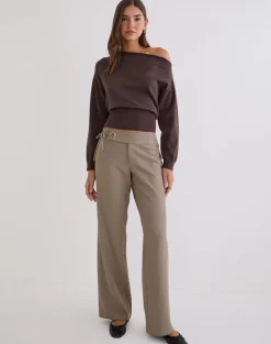 Tova Tie Tailoring Trouser in Khaki Beige