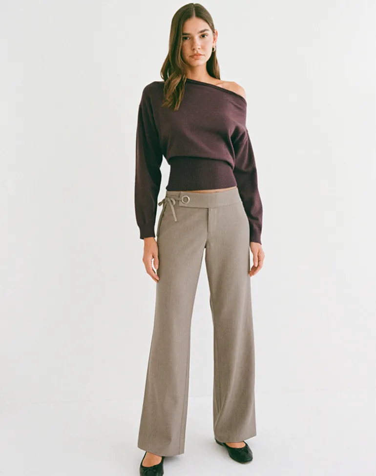 Tova Tie Tailoring Trouser in Khaki Beige