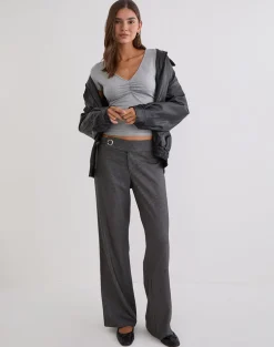 Tova Tie Tailoring Trousers in Pinstripe Grey
