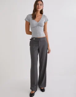 Tova Tie Tailoring Trousers in Pinstripe Grey