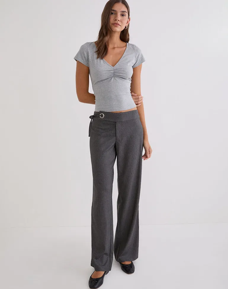 Tova Tie Tailoring Trousers in Pinstripe Grey