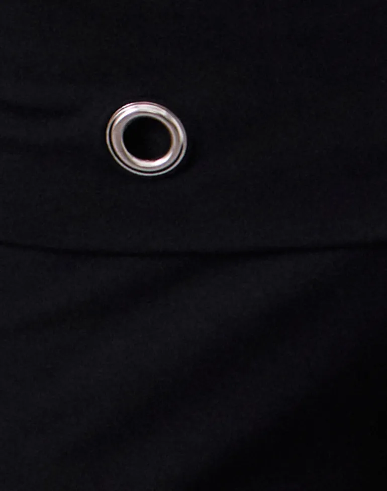 Travis Foldover Trouser in Black with Eyelets