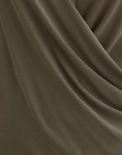 Tricia Plunge Drape Top in Cupro Khaki