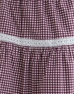 Trixie Midi Skirt in Mini Gingham Wine