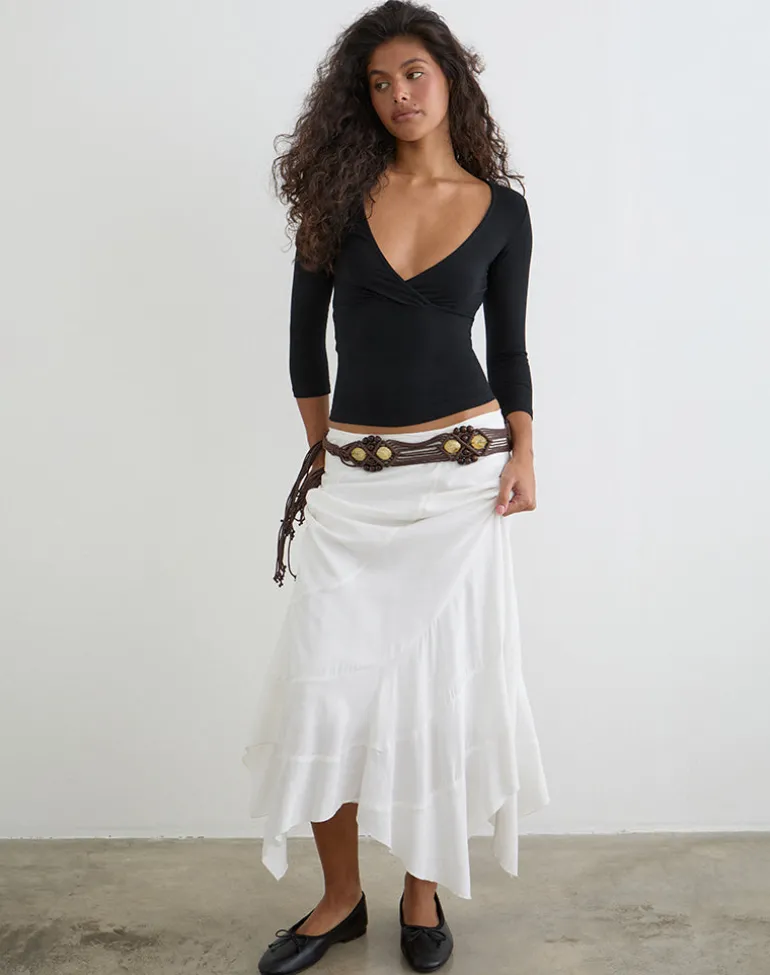 Trudis Wrap Top in Jersey Black