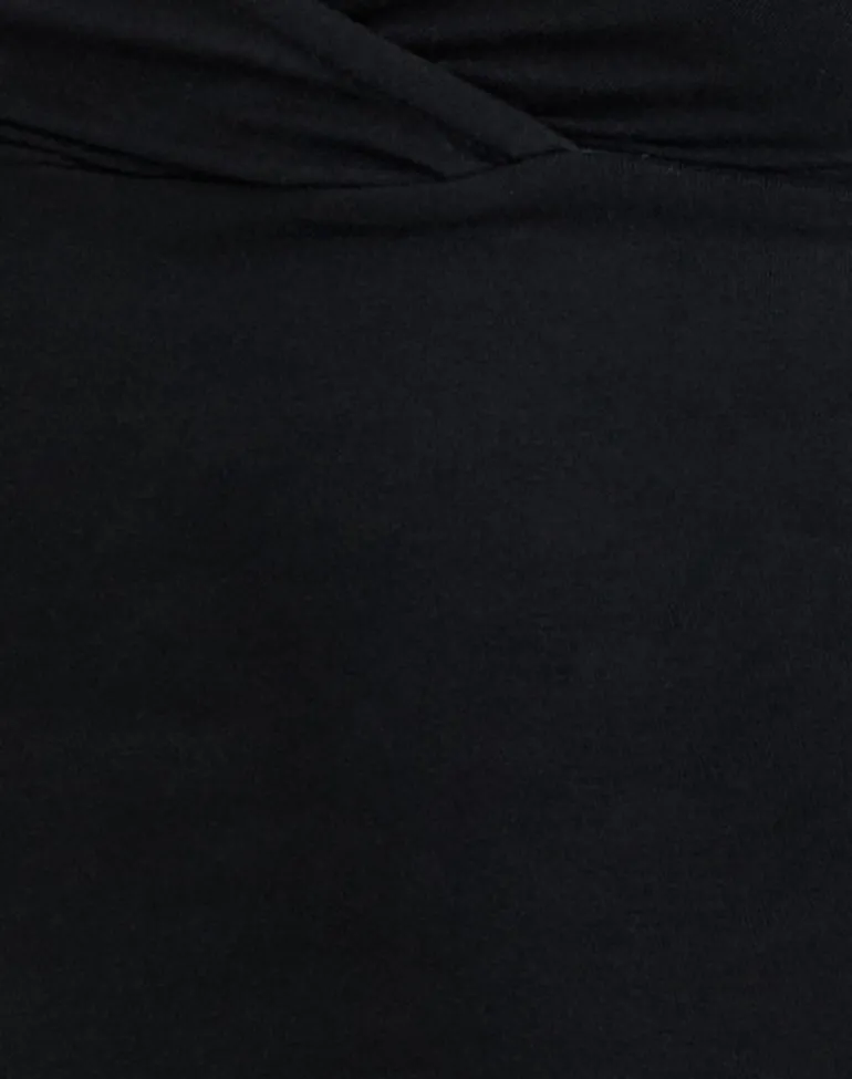 Trudis Wrap Top in Jersey Black