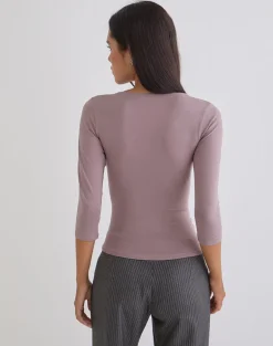 Trudis Wrap Top in Jersey Dusty Mauve