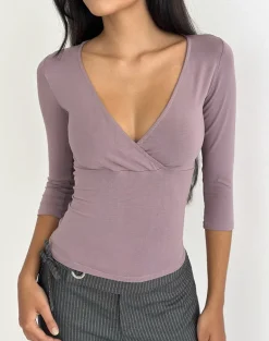 Trudis Wrap Top in Jersey Dusty Mauve