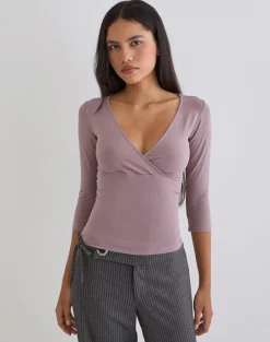 Trudis Wrap Top in Jersey Dusty Mauve