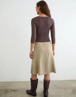 Trudis Wrap Top in Rayon Jersey Peppercorn