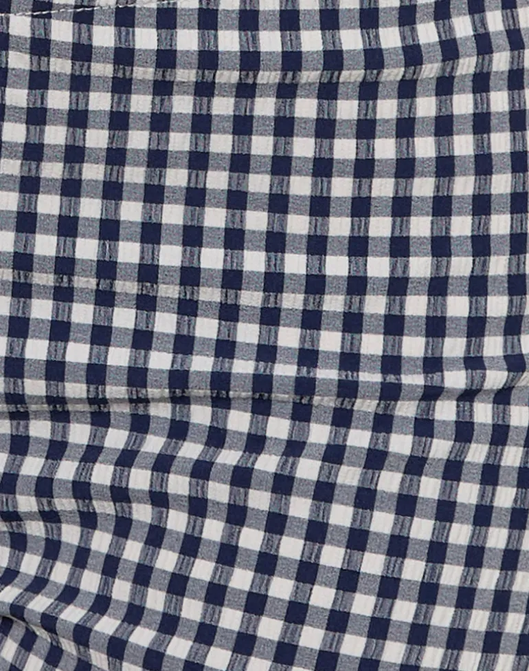 Tuka Capri Trousers in Seersucker Gingham Navy