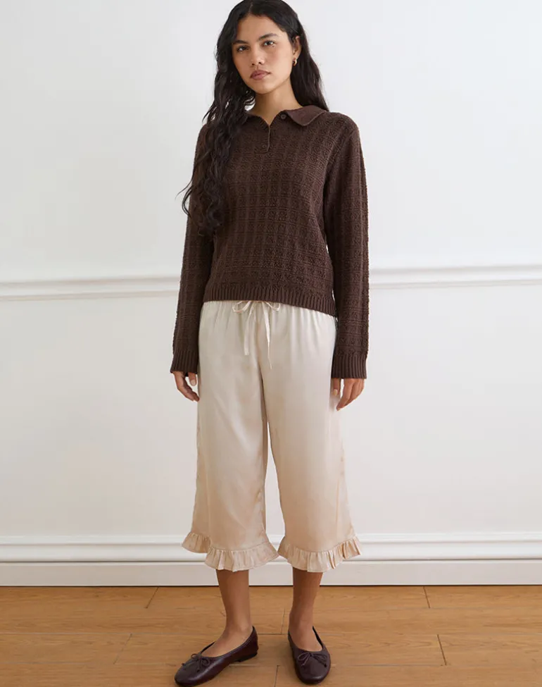 Tunelia Capri Trouser in Satin Champagne