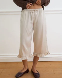 Tunelia Capri Trouser in Satin Champagne