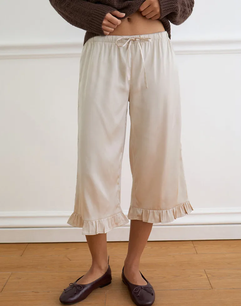 Tunelia Capri Trouser in Satin Champagne