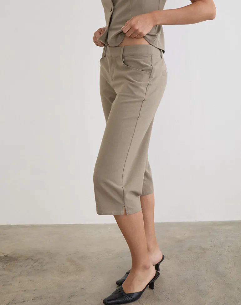 Tunian Capri Trouser in Tailoring Light Taupe
