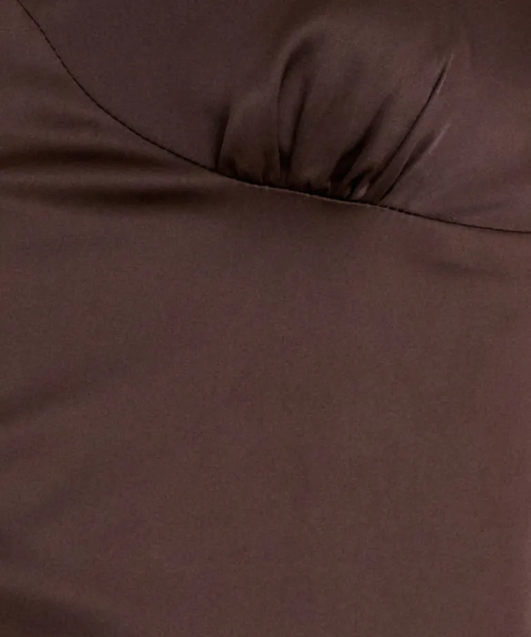 Turuti Cami Top in Satin Dark Brown