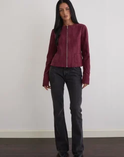 Ukiyo Jacket in Faux Suede Burgundy