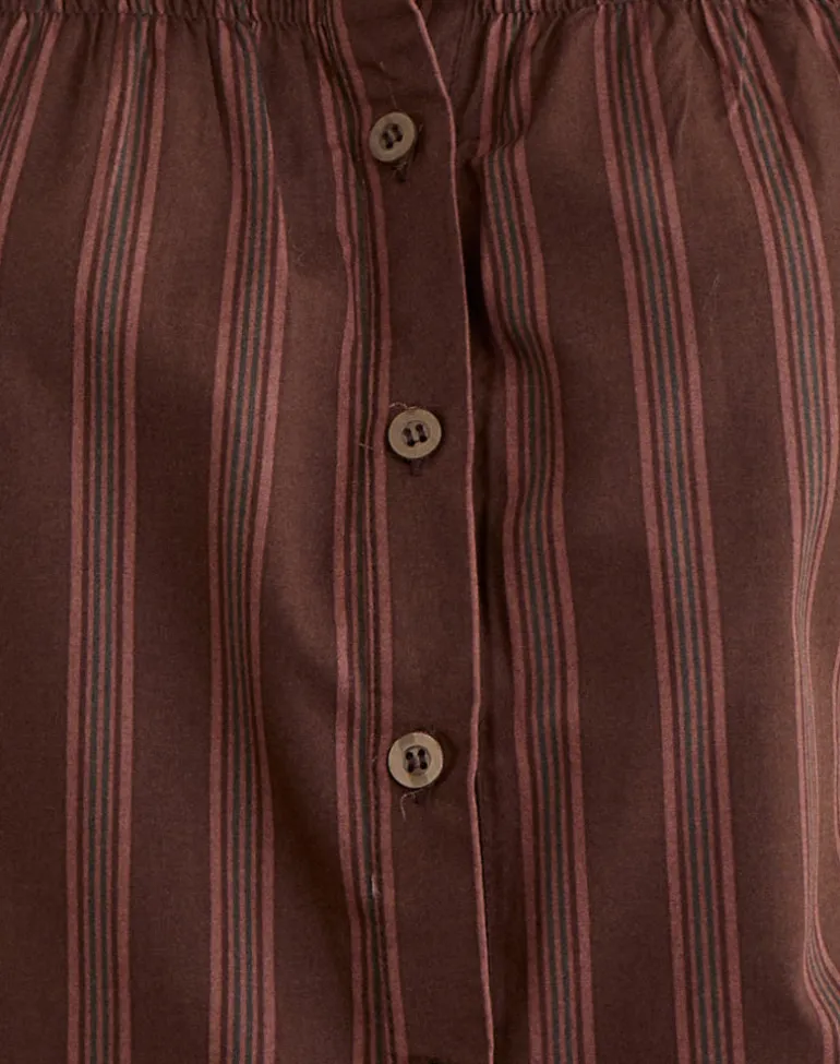 Ulsan Shirt in Poplin Stripe Brown