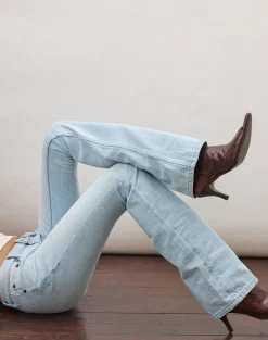 Ultra Low Rise Flare Jean in Sky Blue
