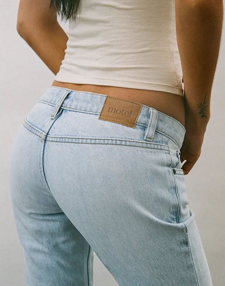 Ultra Low Rise Flare Jean in Sky Blue