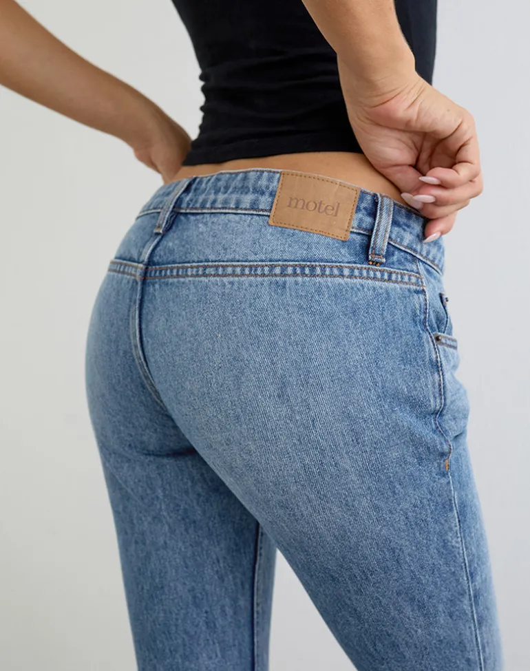 Ultra Low Rise Flare Jean in Slate Blue