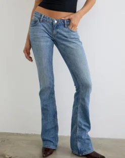 Ultra Low Rise Flare Jean in Slate Blue